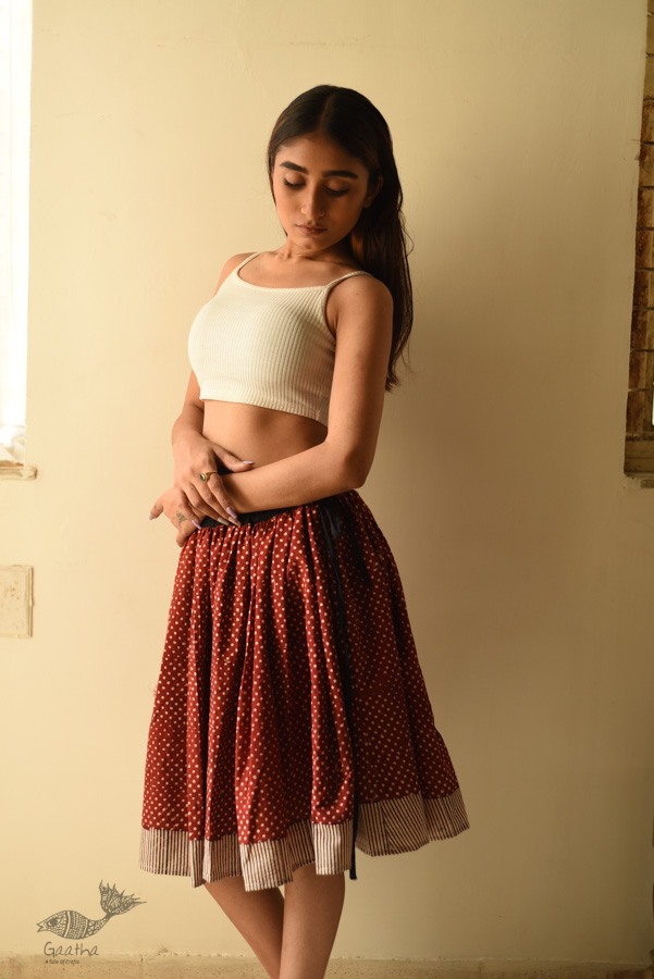 shop Jawariya Block Printed A-Line Long Skirt / Kali Skirt