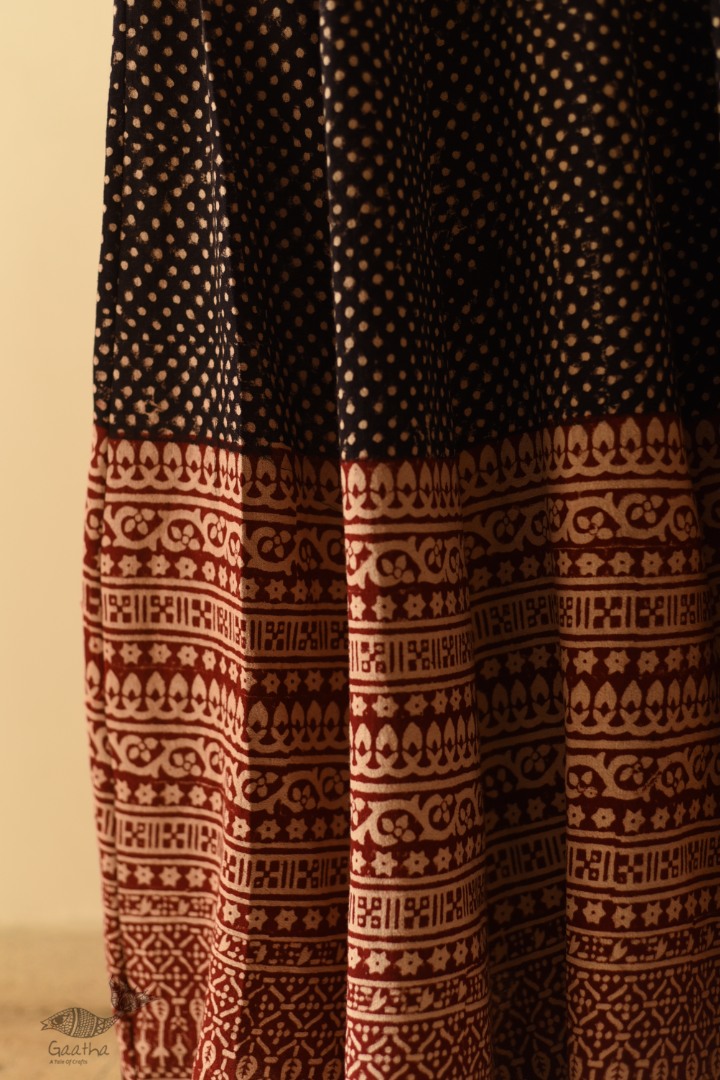 shop Jawariya Block Printed A-Line Long Skirt / Kali Skirt