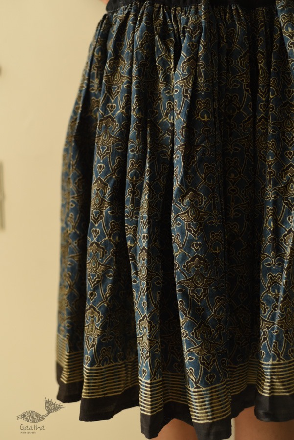 shop Natural Dyed Ajrakh Printed Indigo Short Skirt