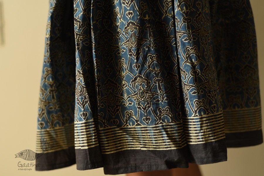 shop Natural Dyed Ajrakh Printed Indigo Short Skirt