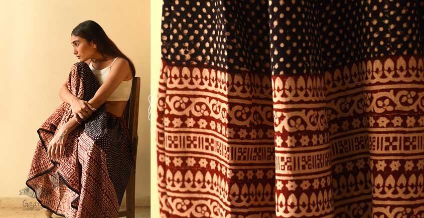 Jawariya Block Printed A-Line Long Skirt / Kali Skirt
