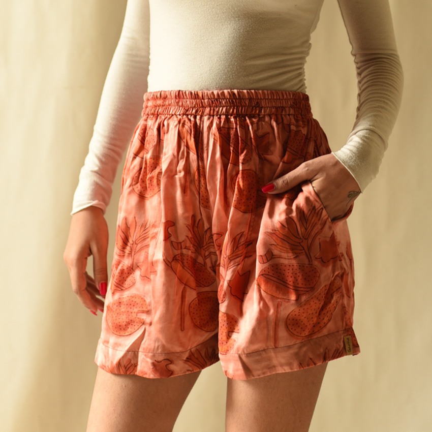 shop Batik Modal Silk Orange Short 