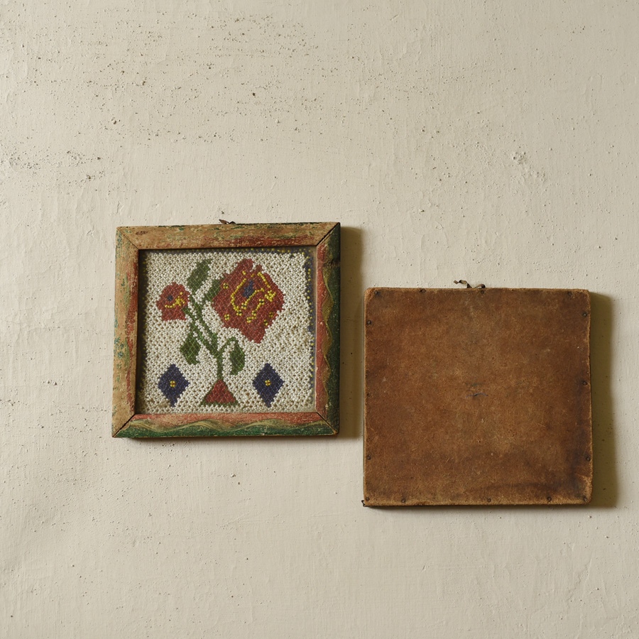 Handmade Bead Work ~ Antique Hanging Frame - Set of Two