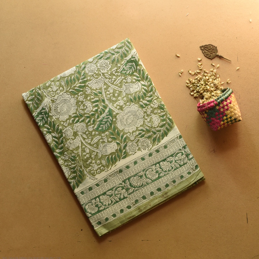 shop Bagru Printed Cotton Saree - Block Printed