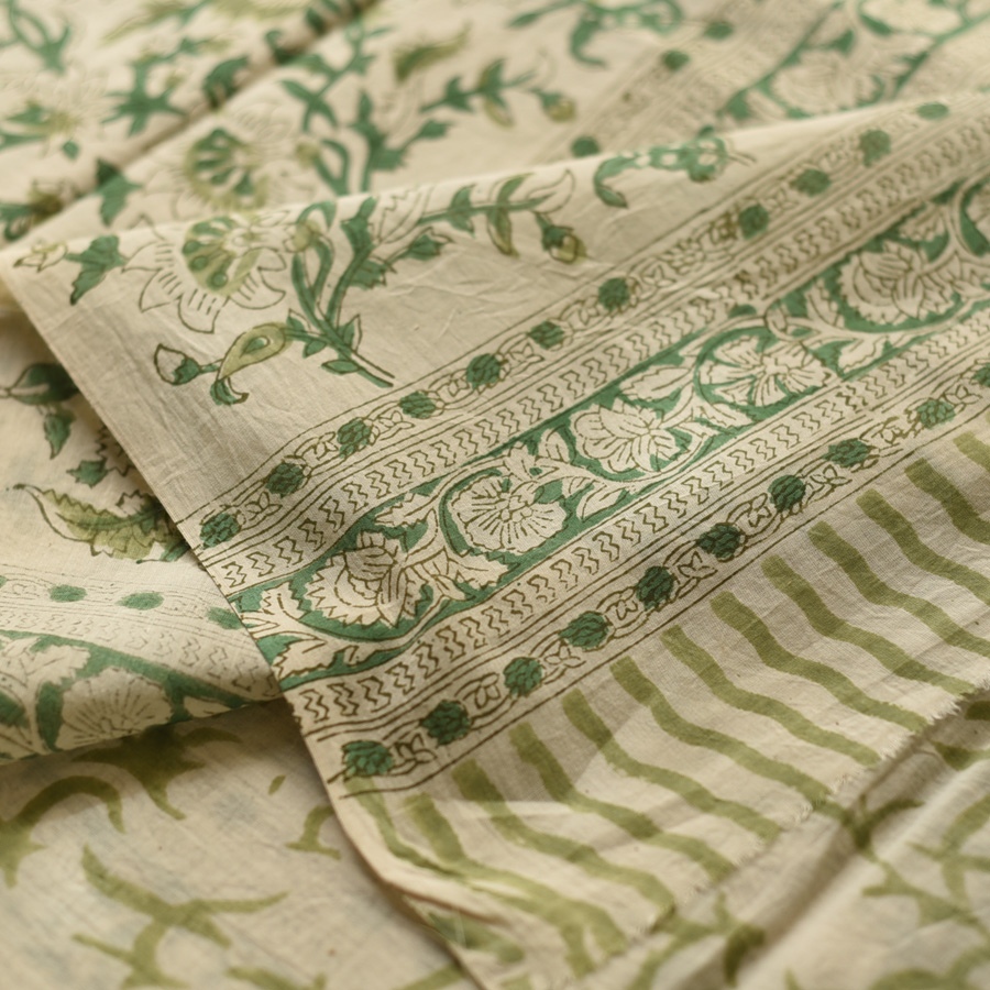 shop Bagru Printed Cotton Saree - Block Printed