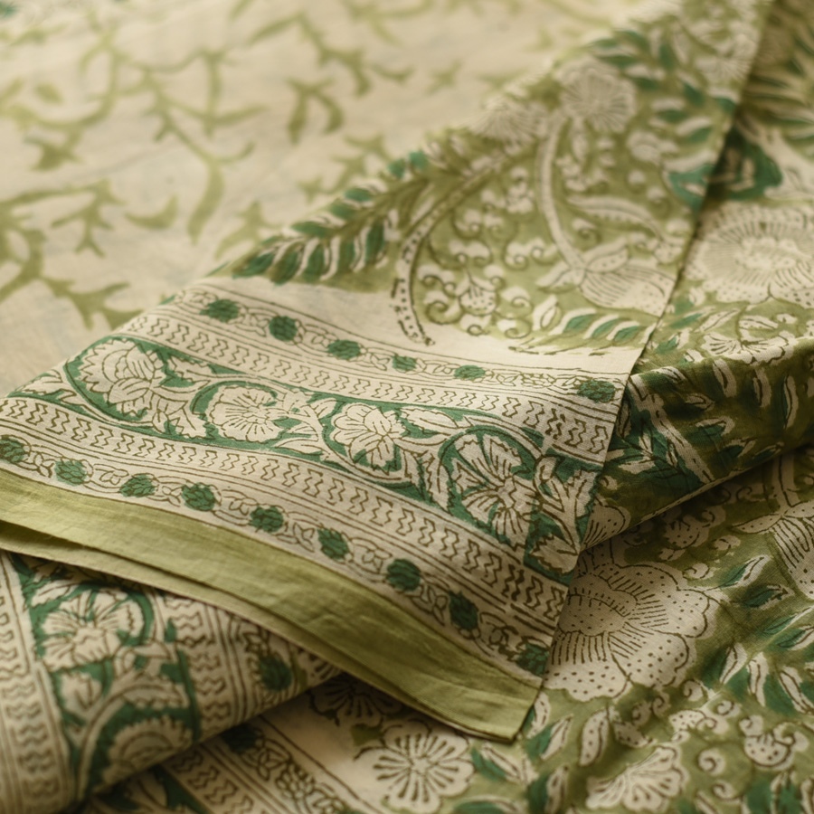 shop Bagru Printed Cotton Saree - Block Printed