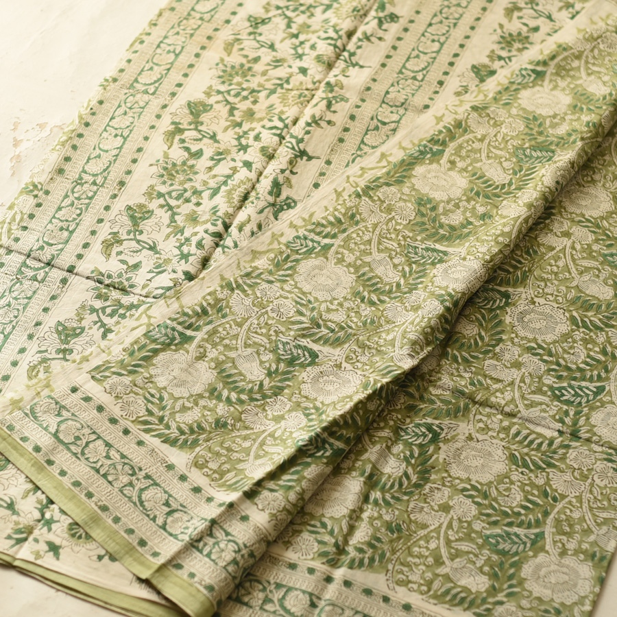 shop Bagru Printed Cotton Saree - Block Printed