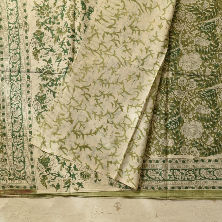 shop Bagru Printed Cotton Saree - Block Printed