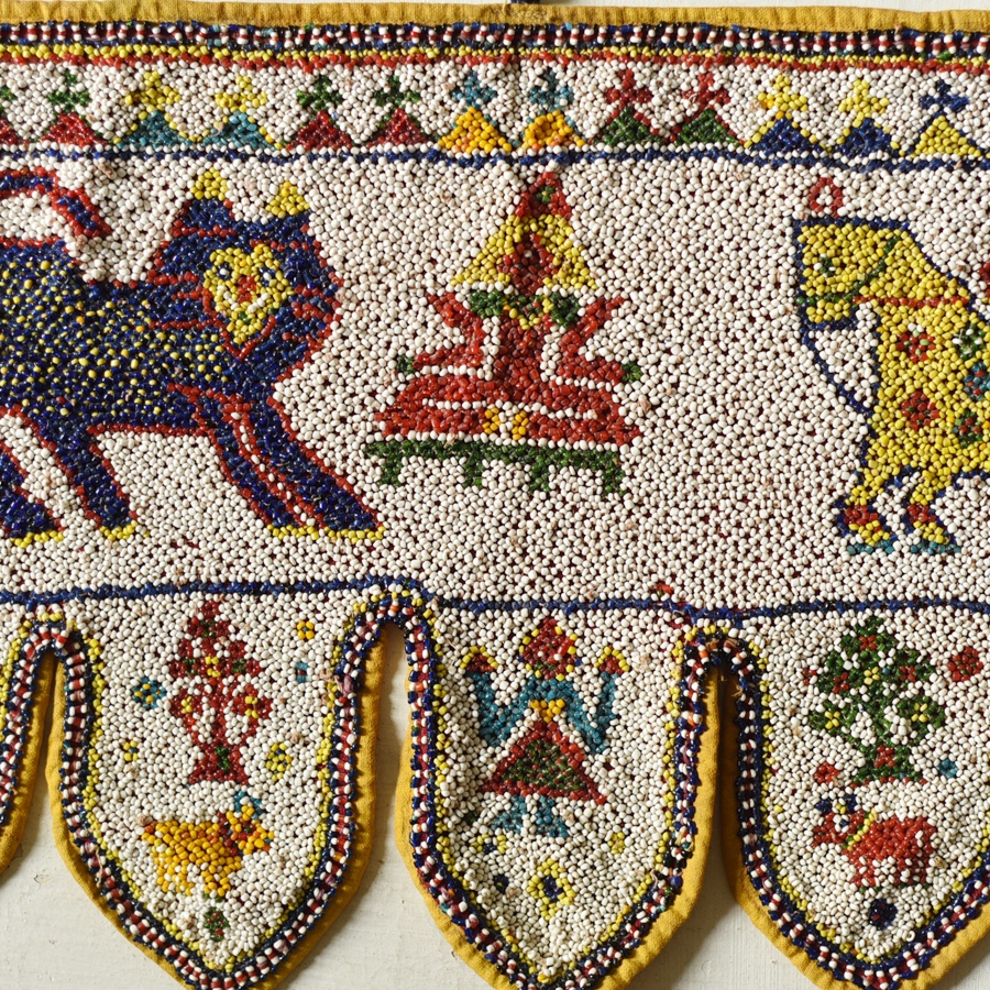 Gujrat Bead Work - Old & Antique Wall Hanging - Lion & Horse Motif