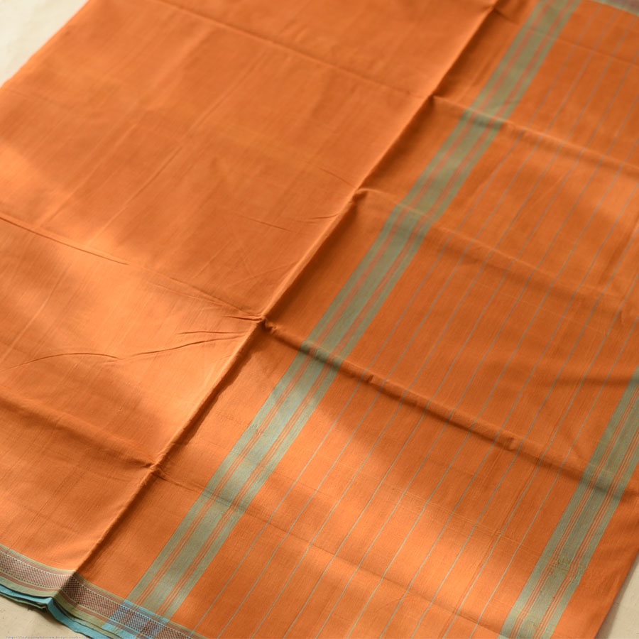 Handwoven cotton saree |orange  from Andhra Pradesh