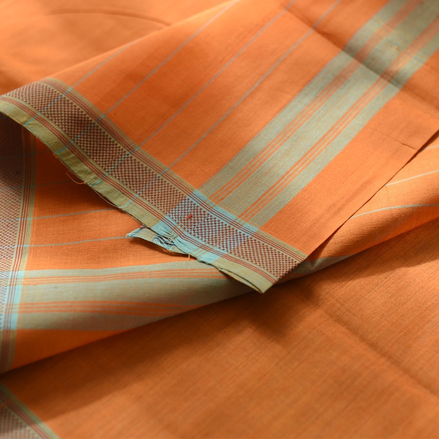 Handwoven cotton saree |orange  from Andhra Pradesh