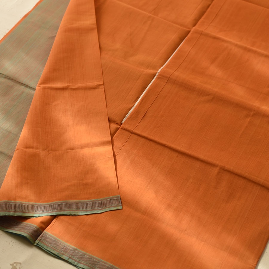 Handwoven cotton saree |orange  from Andhra Pradesh