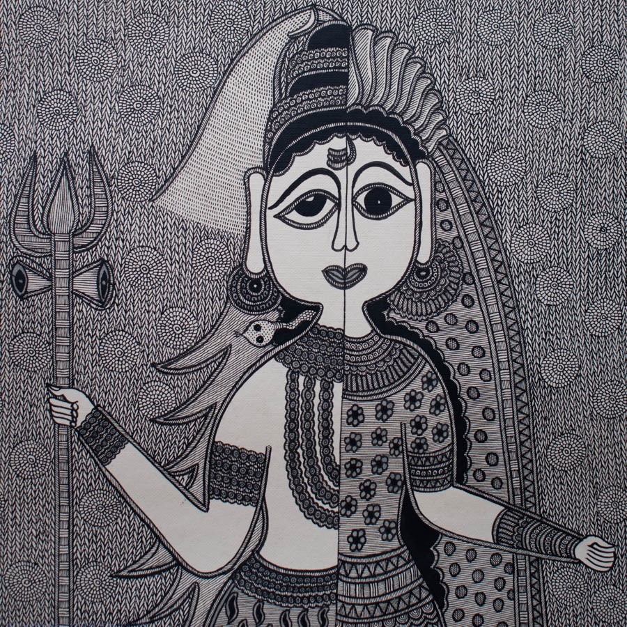 shop Madhubnai Painting-Ardhnageshwar Shiva and Parwati 