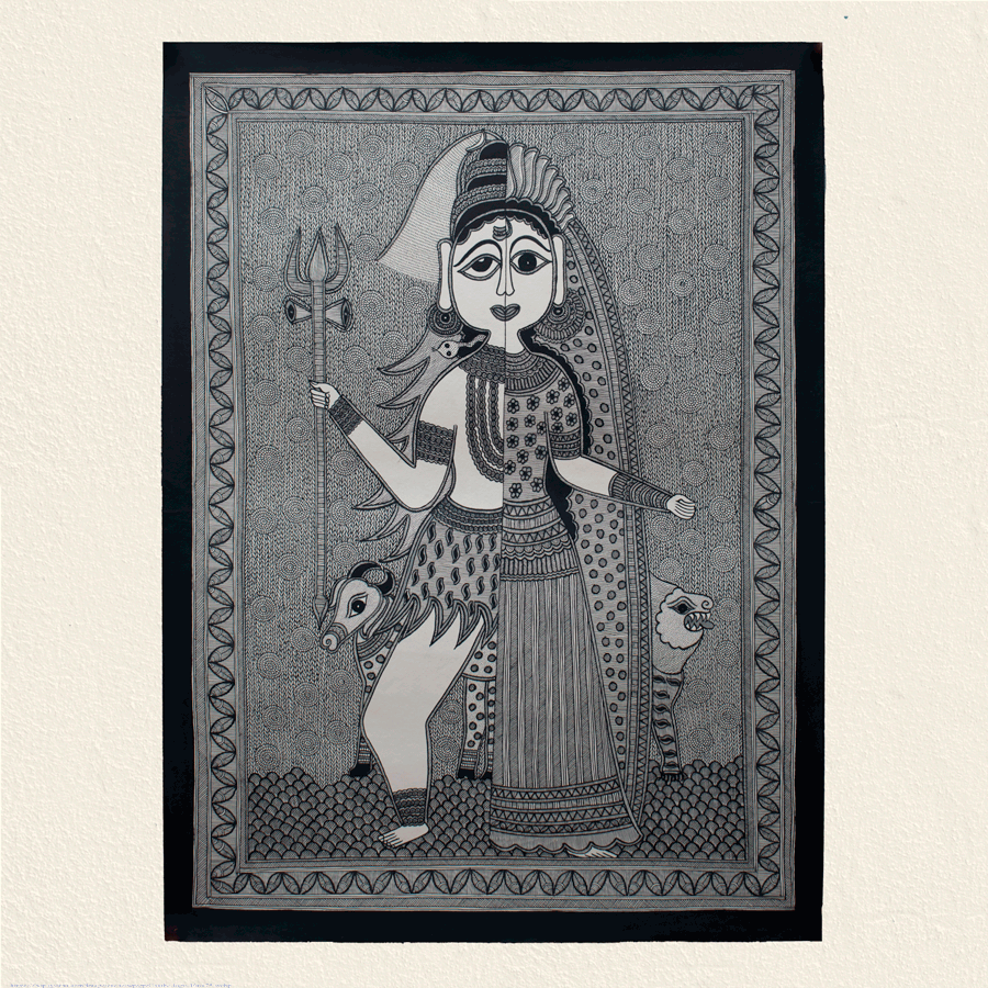 shop Madhubnai Painting-Ardhnageshwar Shiva and Parwati 