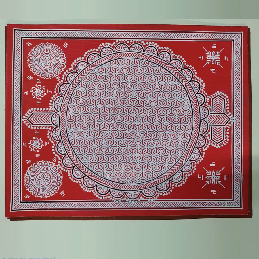 shop Mandana Art - Painting - Geometric Motifs (Red - 11 x 14 inch )