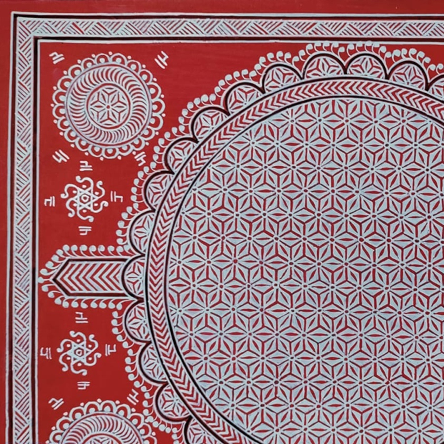 shop Mandana Art - Painting - Geometric Motifs (Red - 11 x 14 inch )