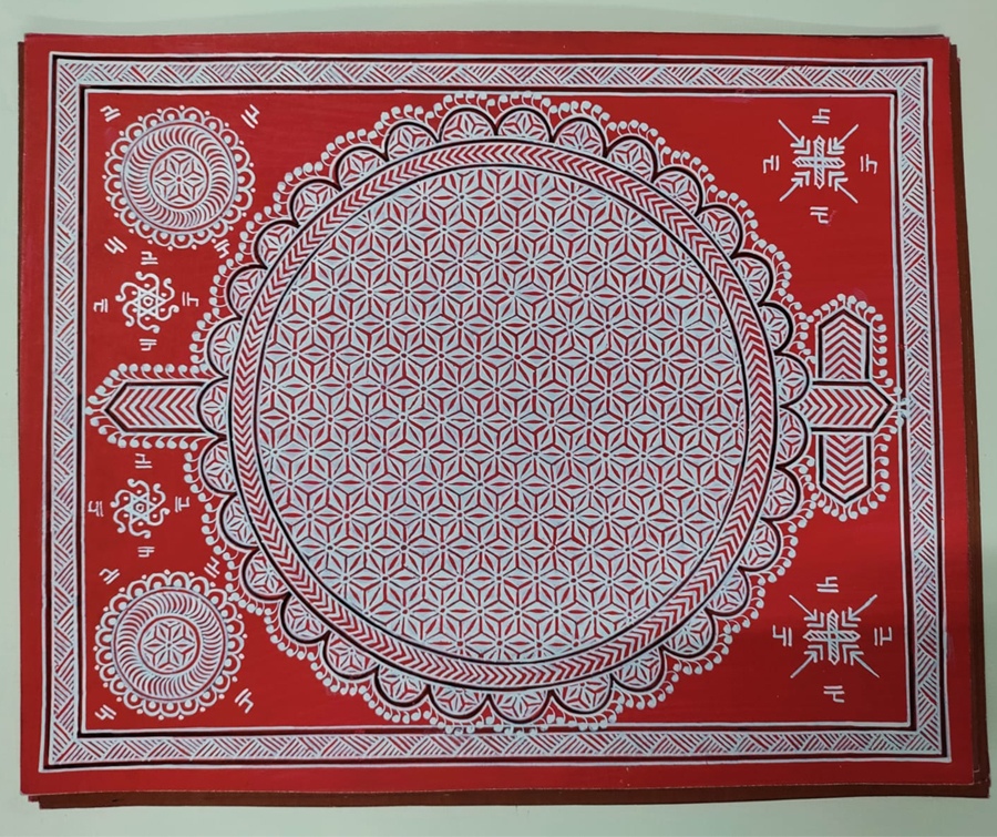 shop Mandana Art - Painting - Geometric Motifs (Red - 11 x 14 inch )