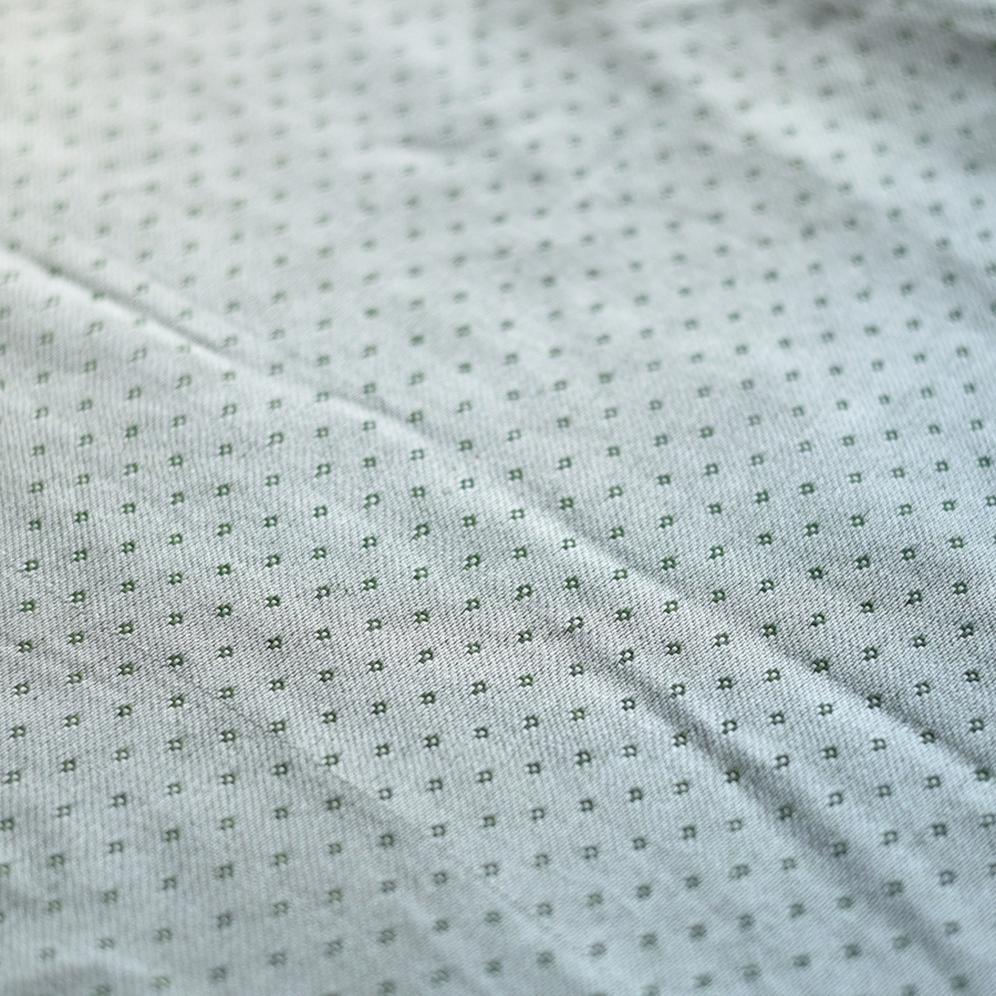 Hand Woven Fabric - Off White With Green Dots