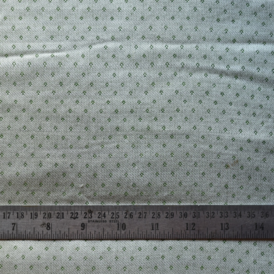 Hand Woven Fabric - Off White With Green Dots