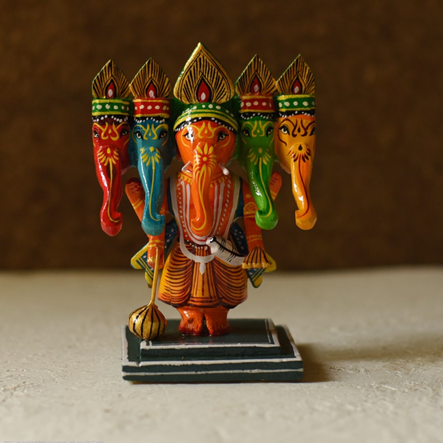shop Handmade Wooden Panch Mukhi Ganesh