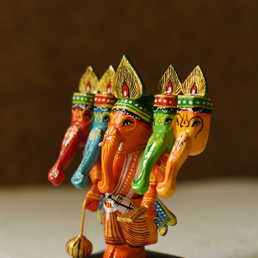 shop Handmade Wooden Panch Mukhi Ganesh