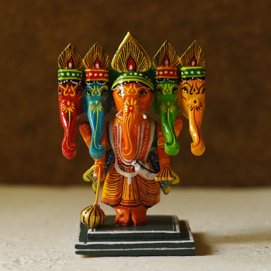 shop Handmade Wooden Panch Mukhi Ganesh