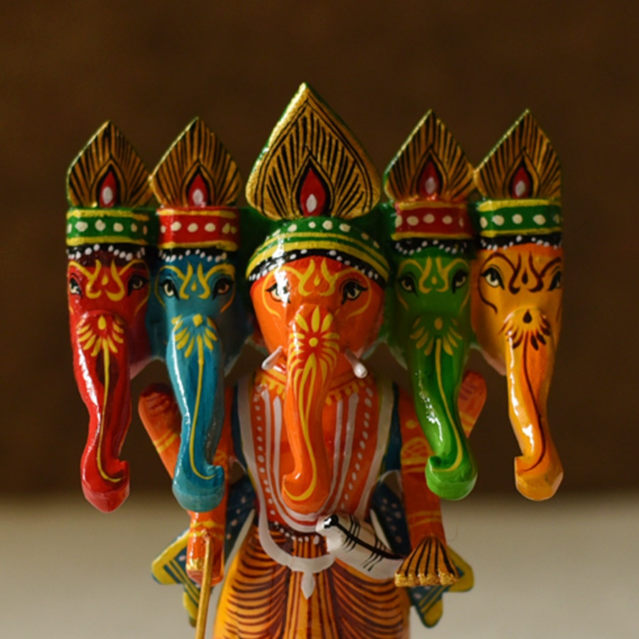 shop Handmade Wooden Panch Mukhi Ganesh