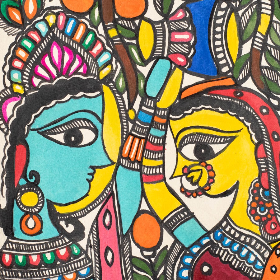 shop Madhubani Painting - Radha Krishna