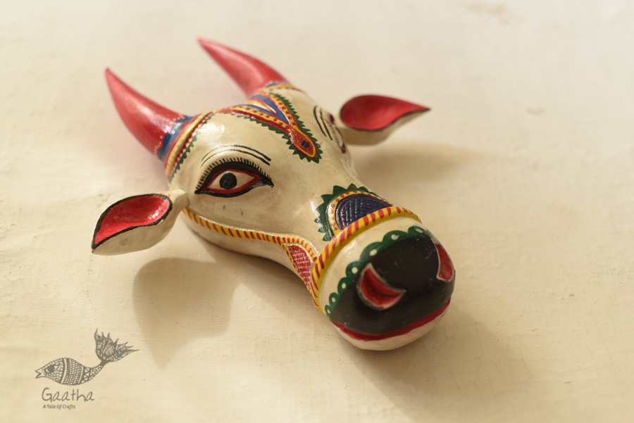 shop handmade wooden mask -  White Nandi