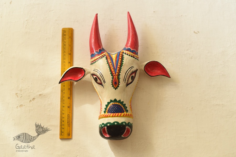 shop handmade wooden mask -  White Nandi