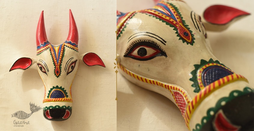 shop handmade wooden mask -  White Nandi