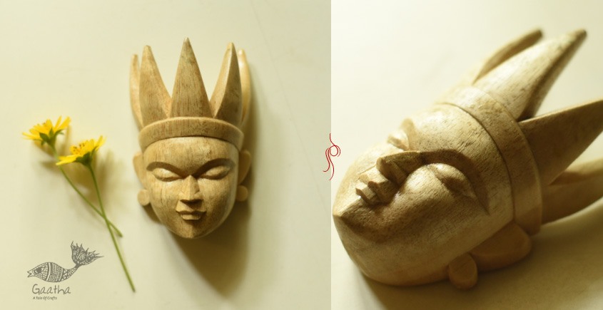 wooden mask from bangal - tribal women