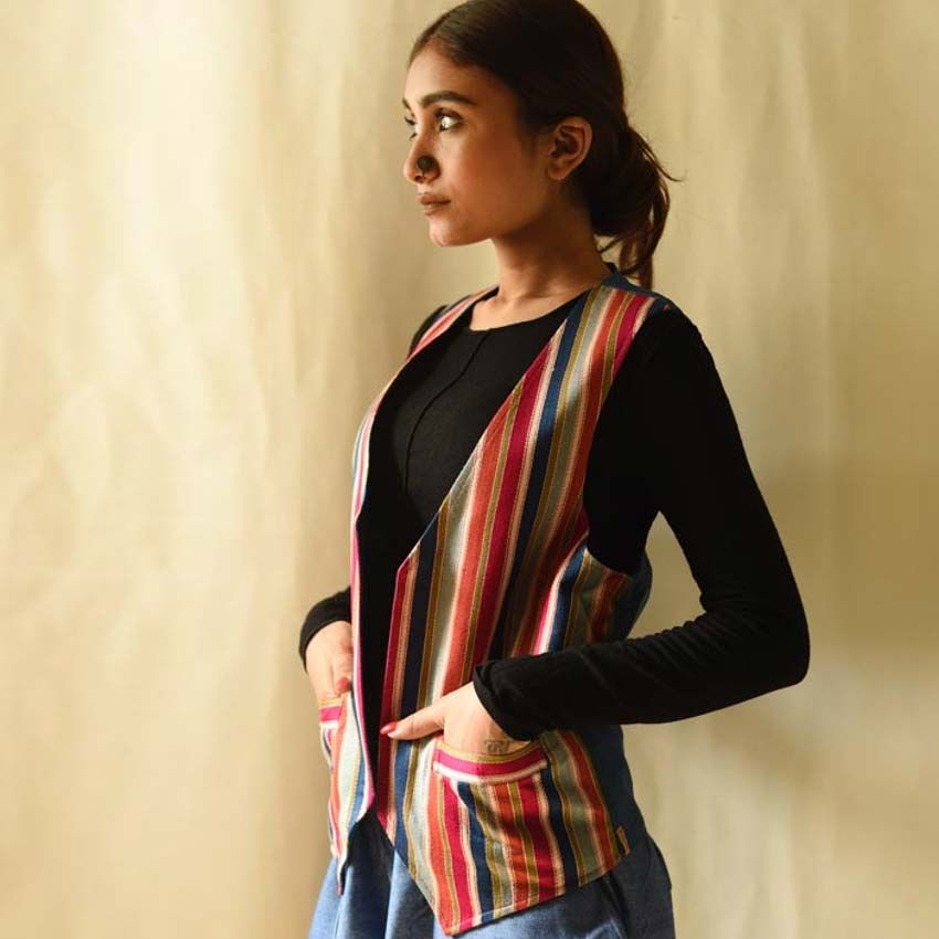 shop mashru & denim Reversible - Multi Stripes  jacket