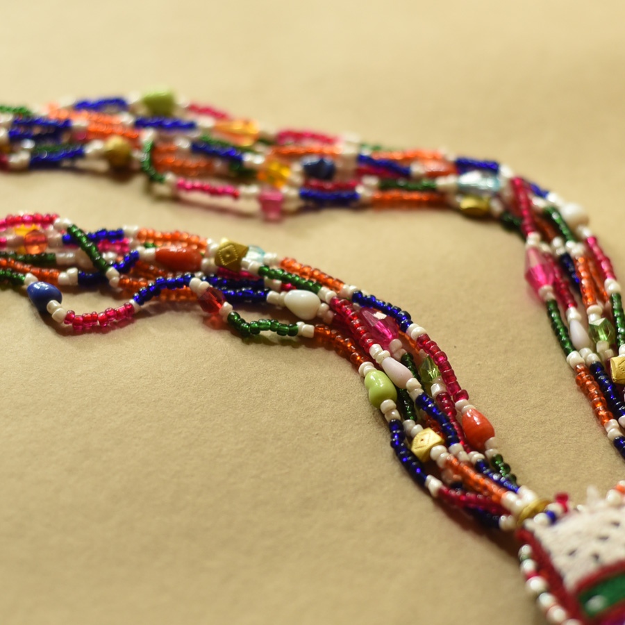 Handmade Tribal Bead & Embroidered Necklace 
