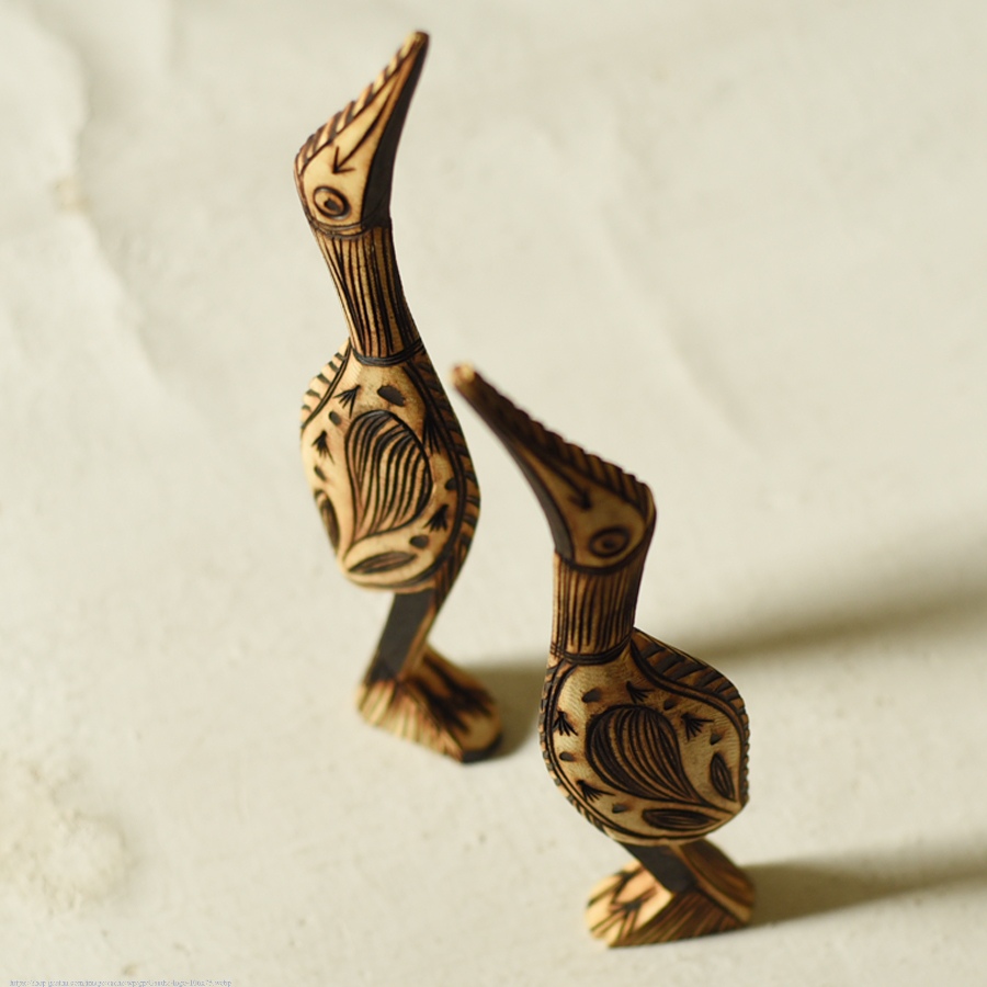 shop Rustic Handmade Wood Burning Art - Bird Herons (Set of Two)