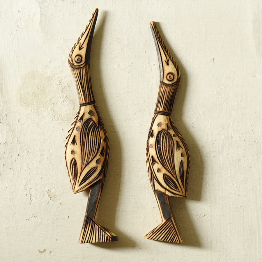 shop Rustic Handmade Wood Burning Art - Bird Herons (Set of Two)