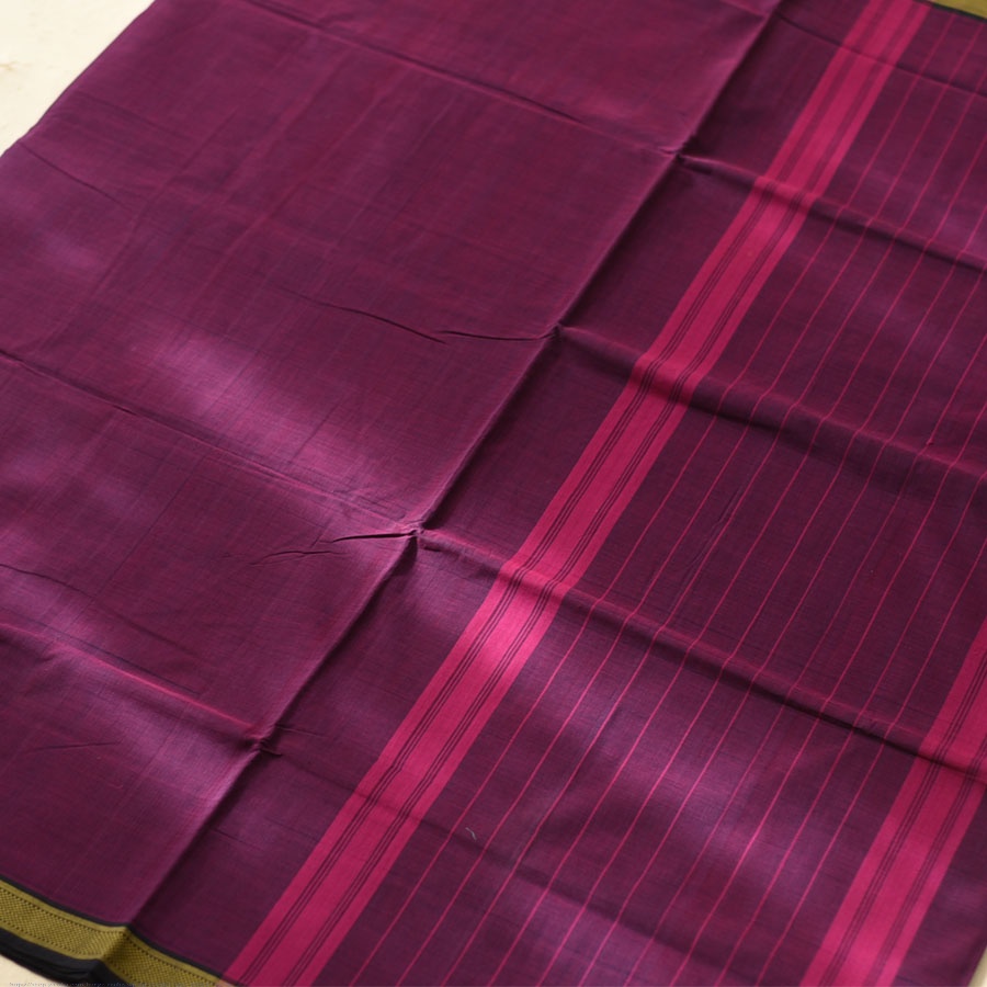 Handwoven cotton saree |Deep Violet  from Andhra Pradesh