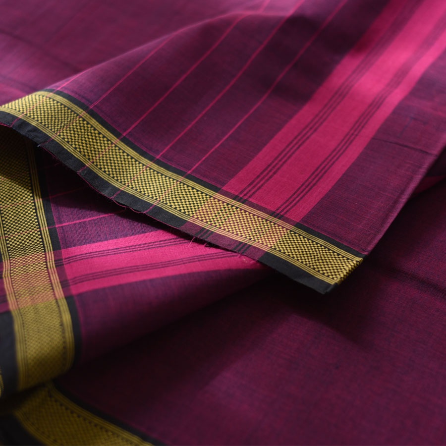 Handwoven cotton saree |Deep Violet  from Andhra Pradesh