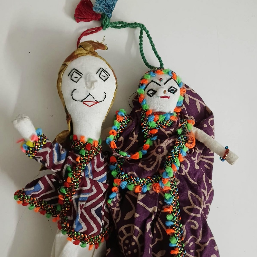 shop Cotton Handmade Kutchi Traditional Doll Set (Pair)