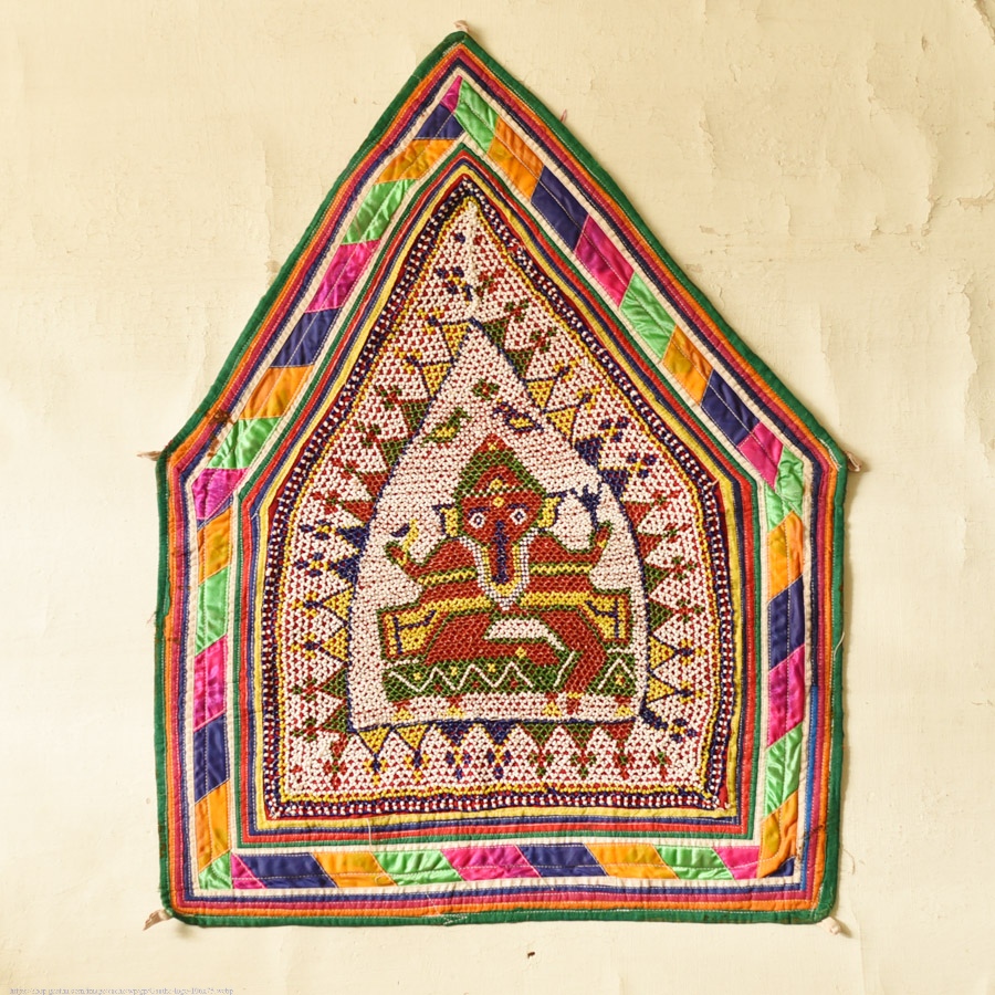 Gujrat Bead Work - Old & Antique Wall Hanging - Ganesha