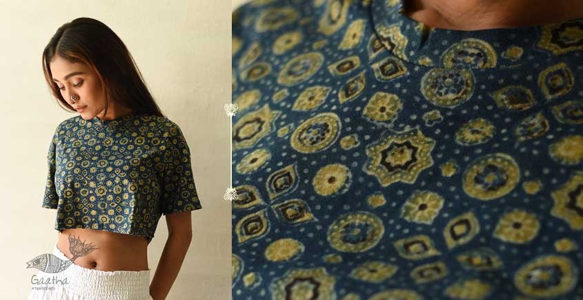 Ajrakh Block Printed Cotton Crop Top