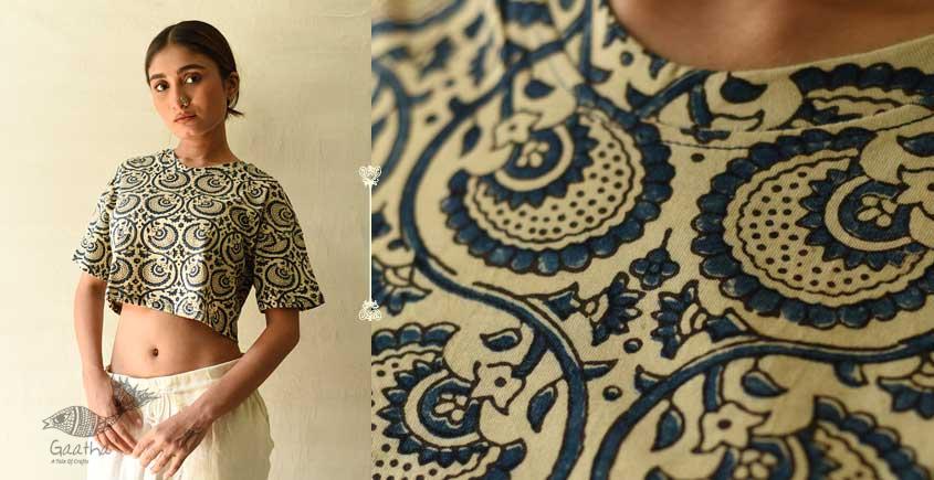 buy ajrakh hand block printed Crop Top