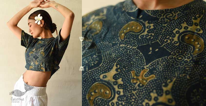 buy ajrakh hand block printed Crop Top