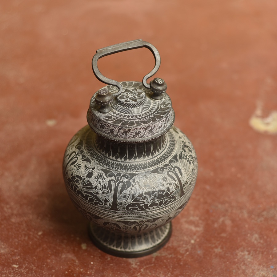 Shop Antique from Khajuraho Brass Saraswati Kalash