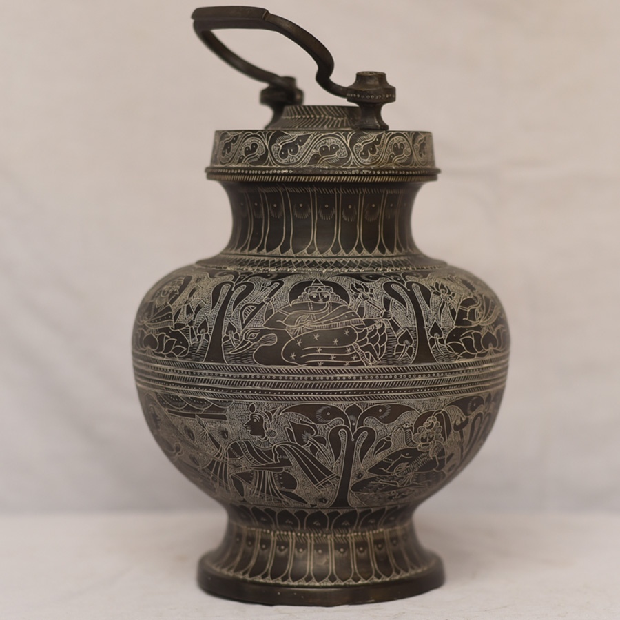 Shop Antique from Khajuraho Brass Saraswati Kalash
