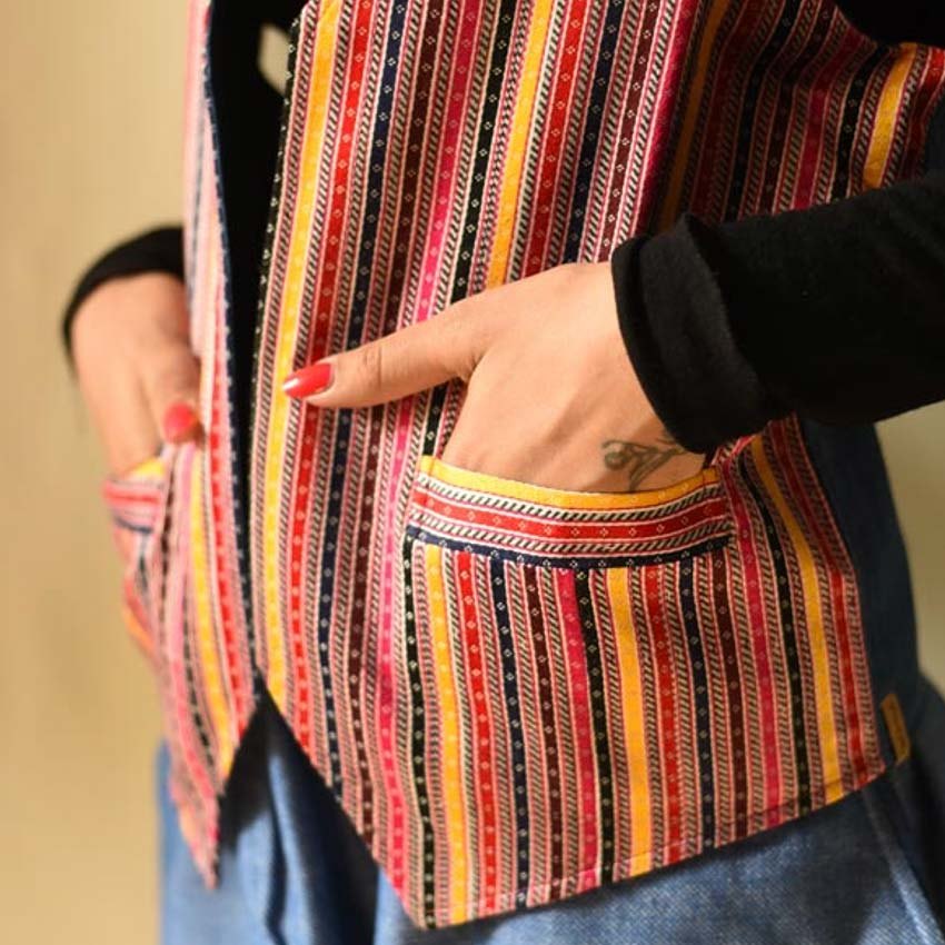 shop mashru & denim Reversible Jacket - Multi Color Stripes jacket