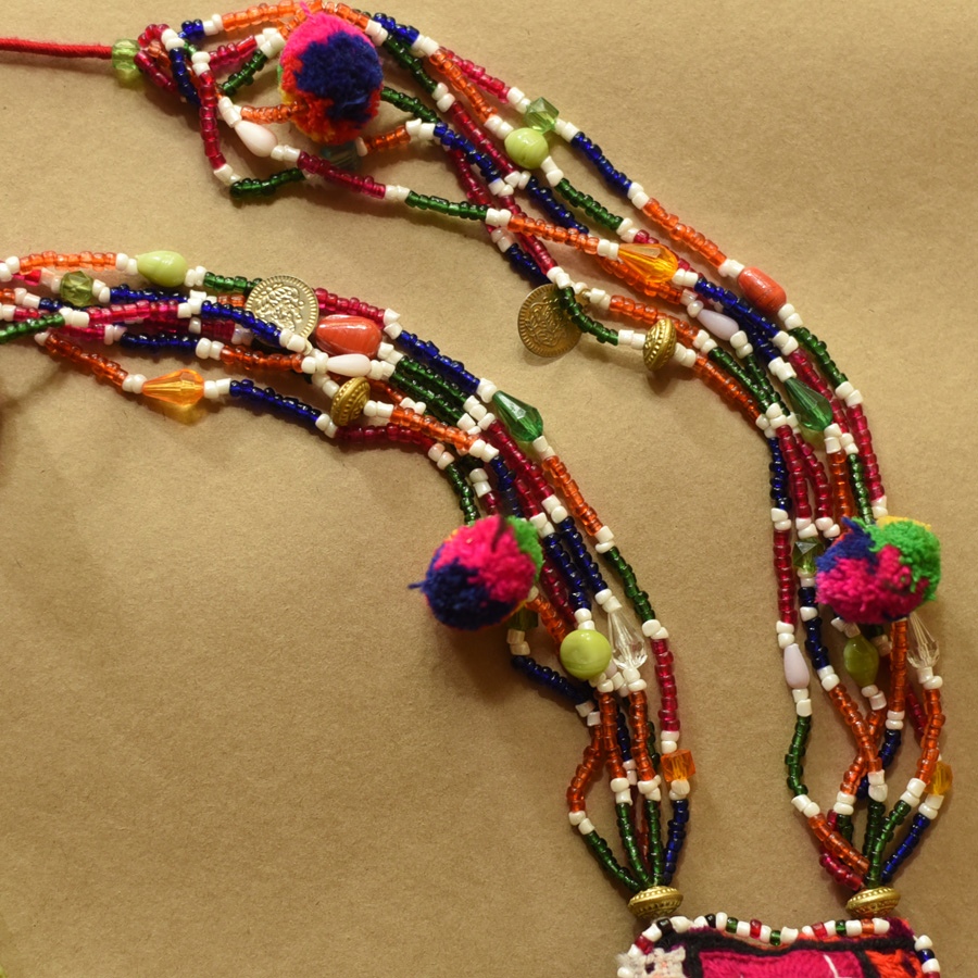 Handmade Tribal Necklace With Bead Work & Mirror work