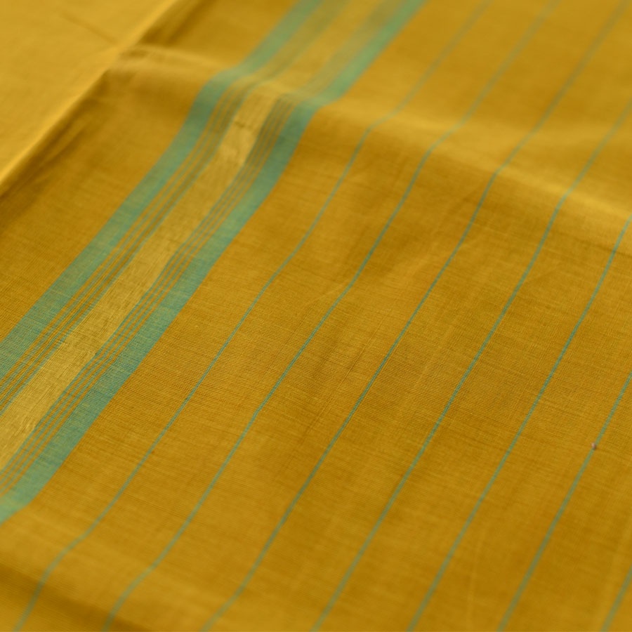 Handwoven cotton saree | Yellow & Green from Andhra Pradesh