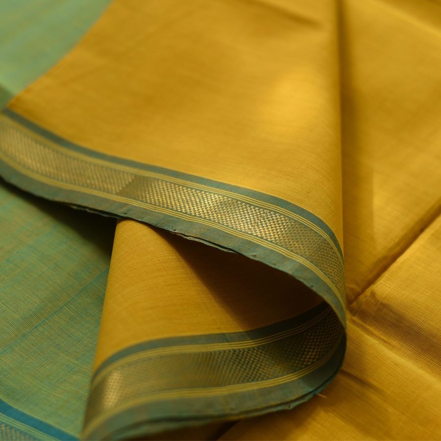 Handwoven cotton saree | Yellow & Green from Andhra Pradesh