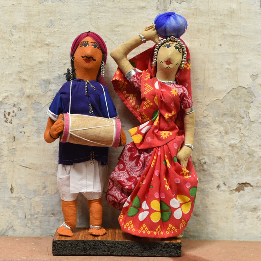 Buy Jhabua Handmade Fabric Doll With Drum (Bhil) 